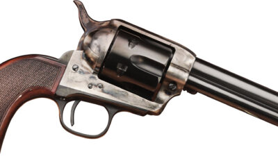 Taylors & Company 556202DE Short Stroke Smoke Wagon  45 Colt (LC) 6rd 5.50" Blued Cylinder & Barrel Color Case Hardened Steel Frame Checkered Walnut Navy Size Grip (Taylor Tuned)