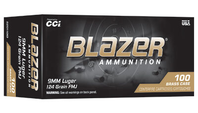BLAZER 9MM 124GR FMJ 100RD TRAY