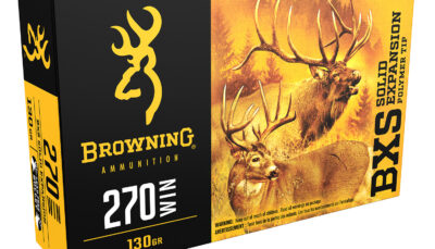 Browning Ammo B192402701 BXS Copper Expansion 270Win 130gr Lead Free Solid Expansion Polymer Tip 20 Per Box/10 Case