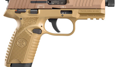 FN 66101009 502 Tactical 22 LR 10+1 4.60" Black Steel Threaded Barrel, Flat Dark Earth Optic Ready/Serrated Slide & Polymer Frame w/Picatinny Rail, FDE Textured Polymer Grip, Ambidextrous