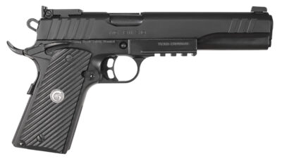 EAA GIRSAN 390600 MC1911S Hunter Full Size 10mm Auto 8+1 6" Black Steel Barrel, Blued Serrated Slide, Matte Black Steel Frame w/Accessory Rail & Beavertail, Black Checkered Polymer Grips Ambidextrous