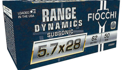 Fiocchi 57SUB62 Range Dynamics Subsonic 5.7x28mm 62gr Full Metal Jacket 50 Per Box/10 Case