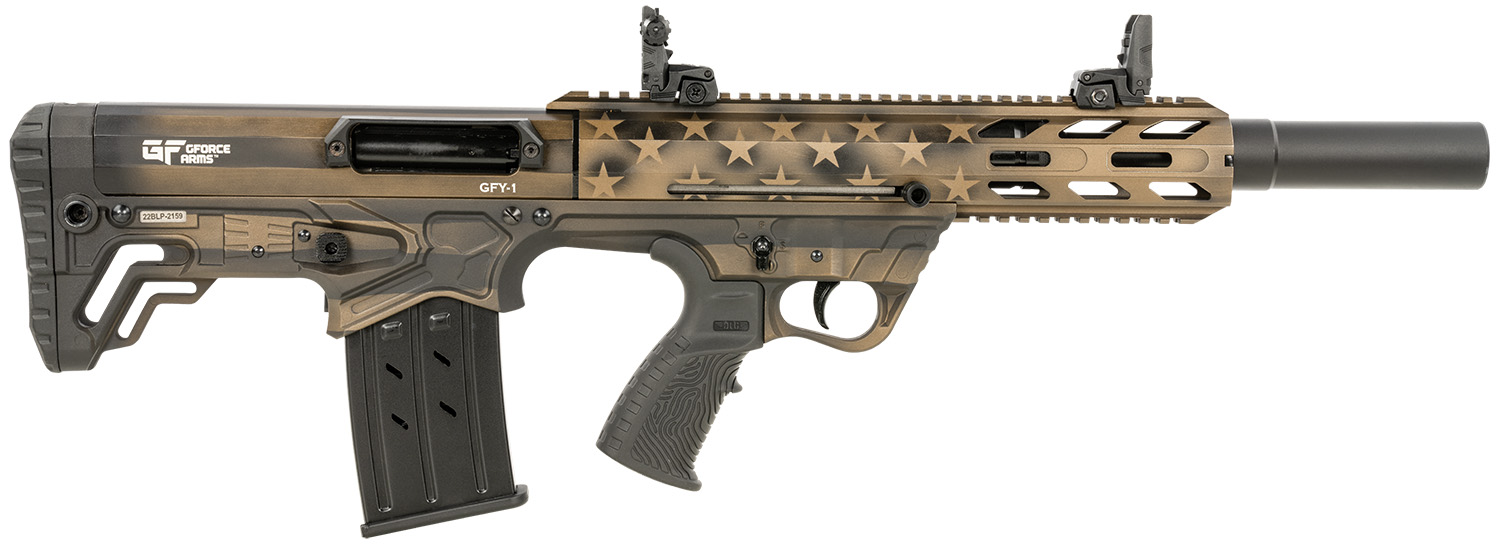 Gforce Arms GFY1USBNZ GFY-1 12 Gauge Semi-Auto 3" 5+1 18.50" Black Threaded Barrel, American Flag Burnt Bronze Aluminum Receiver, Picatinny Rail Bronze Bullpup Polymer Stock, Polymer Grip