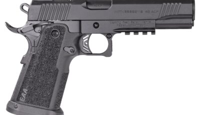 EAA 395040 Witness2311  45 ACP 11+1 5" Black Barrel, Black Serrated Slide & Polymer Frame w/Picatinny Rail & Beavertail Black Checkered Polymer Grips
