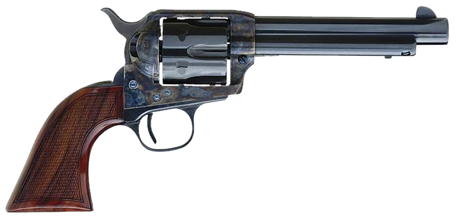 Cimarron AR411 Arizona Ranger 45 Colt (LC) 6 Shot, 5.50" Blue w/Engraved "Arizona Ranger" Steel Barrel, Blued Cylinder, Color Case Hardened Steel Frame, Checkered Walnut Grip, Exposed Hammer