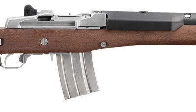 Ruger 5895 Mini-14  223 Rem/5.56 NATO 20+1 18.50" Matte Stainless Threaded Barrel, Matte Stainless Picatinny Rail  Receiver, Walnut/Stainless Wood Side Folding Side Folding Stock, Black Polymer Grip