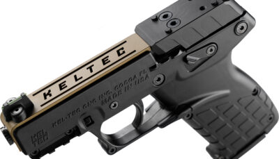 Kel-Tec P17BBLKORTANS P17  Sports South Exclusive 22 LR 16+1 3.80" Black Steel Barrel, Tan Optic Ready/Serrated Slide, Black Polymer Frame w/Picatinny Rail, Textured Grip