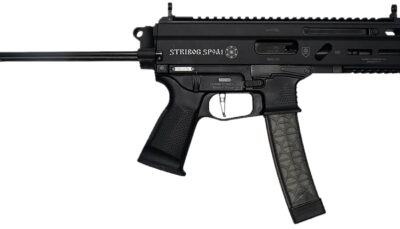 Grand Power 850003223131 SP9A1 Stribog 9mm Luger 30+1 8" Black Threaded Barrel, M-LOK Handguard, Black Aluminum Picatinny Rail Receiver, Black PDW Tailhook Brace, Black Polymer Grip, Thread Protector