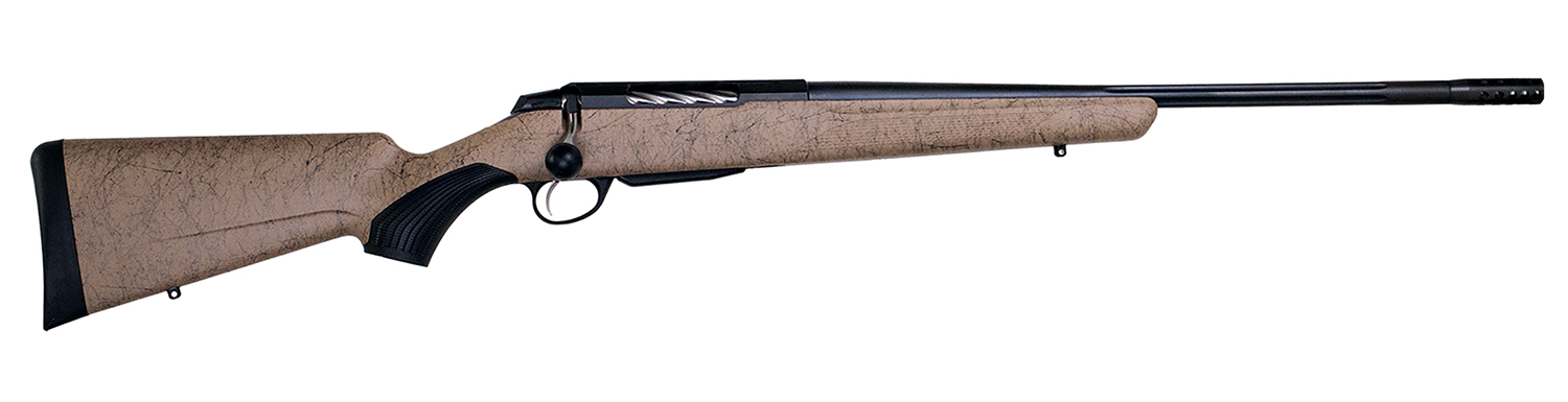 Tikka JRTXRT37124 T3x Roughtech 7mm PRC 3+1 24.30" Black Fluted Threaded Barrel, Black Steel Drilled & Tapped Receiver, Tan Roughtech Synthetic Stock, Right Hand