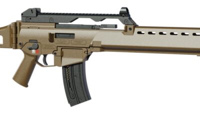 HK 81001321 G36  22 LR 20+1 18.13" Black Barrel w/Flash Suppressor, Flat Dark Earth Receiver w/Picatinny Rail, Flat Dark Earth Folding Synthetic Stock, Polymer Grip