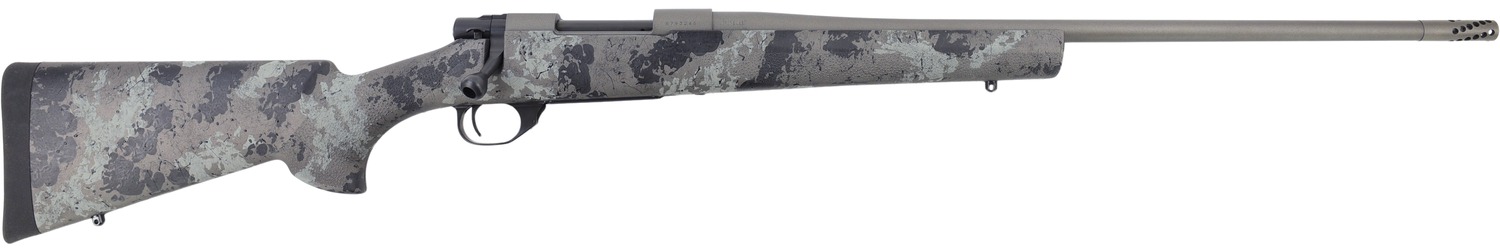 Howa HMFN762HBGL 1500 Fence Line 7.62x39mm 5+1 20" Tungsten Cerakote Heavy Threaded Barrel, Tungsten Cerakote Aluminum Drilled & Tapped Receiver, Gray Light Camo Fixed Synthetic Stock, Right Hand
