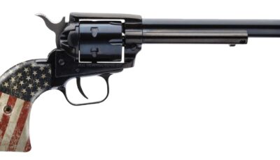 Heritage Mfg RR22B6-USF02 Rough Rider  22 LR 6 Shot 6.50" Black Steel Barrel & Cylinder, Black Oxide Zinc Alloy Frame, US Flag Grip