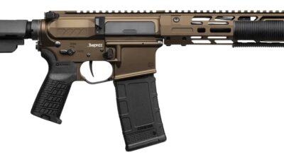 CMMG 30A0ED0-MB Zeroed Banshee Mk4 300 Blackout 30+1 6.50" Black Nitride Threaded Barrel, Midnight Bronze Cerakote Aluminum Receiver w/Picatinny Rail, M-LOK Handguard, Black Polymer CMMG RipBrace, CMM