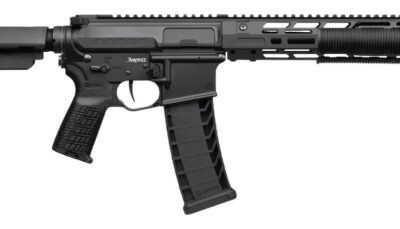 CMMG 94A68CD-AB Zeroed Banshee Mk4 9mm Luger 33+1 6.50" Black Nitride Threaded Barrel, Black Armor Cerakote Aluminum Receiver w/Picatinny Rail, M-LOK Handguard, Black Polymer CMMG RipBrace, CMMG Zeroe