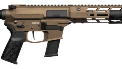 CMMG 45AEA70-MB Zeroed Banshee MkG 45 ACP 13+1 6.50" Black Nitride Threaded Barrel, Midnight Bronze Cerakote Aluminum Receiver w/Picatinny Rail, M-LOK Handguard, Black Polymer CMMG RipBrace, CMMG Zero