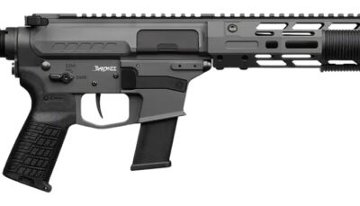 CMMG 45AEA70-TNG MkG 45 ACP 13+1 6.50" Black Nitride Threaded Barrel. Tungsten Cerakote Aluminum Receiver w/Picatinny Rail, M-LOK Handguard, Black Polymer CMMG RipBrace, CMMG Zeroed Grip, Ambidextrous
