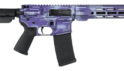 Shark Coast Tactical SCC06278APUR-P Anime-15 Purple 5.56 NATO 30+1 10.50" Black Nitride Threaded Barrel, Purple Cerakote Aluminum Receiver w/Picatinny Rail, M-LOK Handguard, Polymer SB Tactical SBA3 B