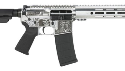Shark Coast Tactical SCC07374DOD-P Day of the Dead  5.56 NATO 30+1 10.50" Black Nitride Threaded Barrel, Aluminum Laser Engraved Receiver w/Picatinny Rail, M-LOK Handguard, Polymer SB Tactical SBA3 Br