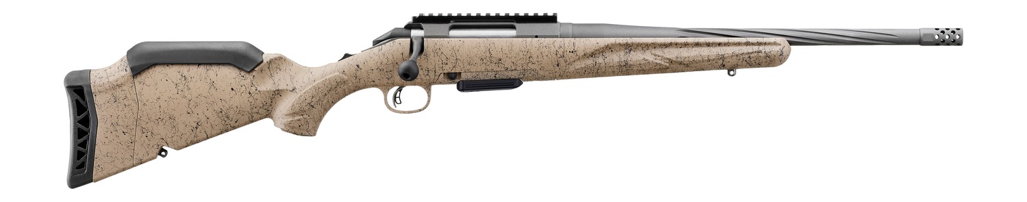 Ruger 56908 American II Ranch 5.56 NATO 5+1 16.10" Cobalt Cerakote Spiral Fluted Threaded Barrel Flat Dark Earth Splatter