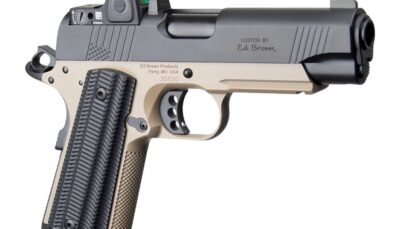 Ed Brown  Special Forces Commander SOCOM w/Optic 45 ACP 7+1 4.25" Black Nitride Barrel, Black Gen4 Stainless Steel Serrated w/Optic Slide, Flat Dark Earth Gen4 Stainless Steel Frame w/Accessory Rail,