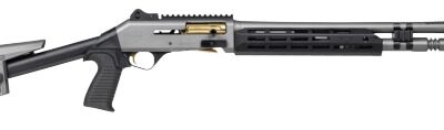 Panzer Arms PAM4CSGGTMFSS M4 Speed Pro 12 Gauge Semi-Auto 3" 5+1 18.50" Gray Ported Barrel, Gray w/Gold Titanium Accents Aluminum Receiver w/Picatinny Rail, M-LOK Handguard, Skeleton Stock, Black Poly