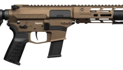 CMMG 45AEA92-MB Banshee MkG 45 ACP 13+1 6.50" Black Nitride Threaded Barrel, Midnight Bronze Cerakote Aluminum Receiver w/Picatinny Rail, M-LOK Handguard; Black Polymer B5 Bravo Stock, CMMG Zeroed Gri