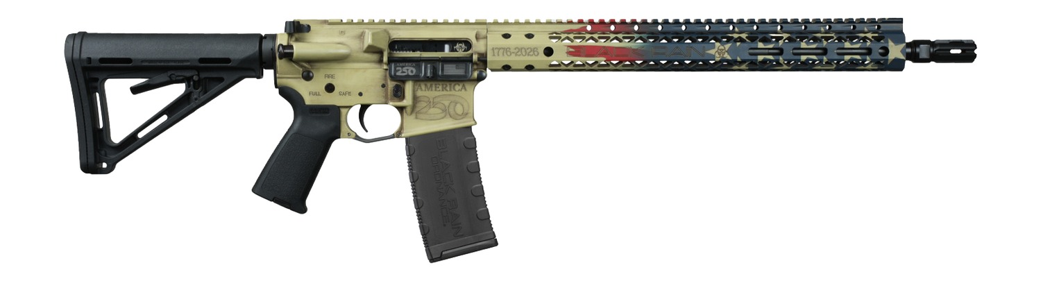 Black Rain Ordnance BRO-AMFLAG-WTP-250 Spec15 5.56 NATO 30+1 16" We The People Aluminum Receiver w/Picatinny Rail,Magpul MOE SL Black Polymer Stock, Black Magpul Grip
