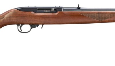 Ruger 32015 10/22 22LR 10+1 18.50" Satin Black Threaded Barrel Satin Black Alloy Steel Receiver Scope Base Adapter Receiver Fixed Wood Stock