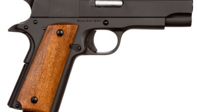 Rock Island 51417 GI Standard MS *CA Compliant 45 ACP Caliber with 4.20" Barrel, 8+1 Capacity, Overall Black Parkerized Finish Steel, Beavertail Frame, Serrated Slide & Wood Grip