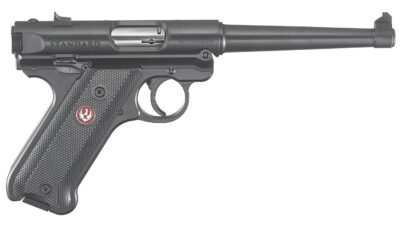 Ruger 40105 Mark IV  22 LR 10+1 6" Satin Stainless Tapered Barrel, Blued Steel Slide & Aluminum Frame Checkered Synthetic Grip