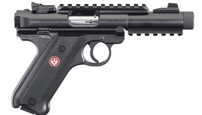 Ruger 40150 Mark IV Tactical 22 LR Caliber with 4.40" Threaded/Picatinny Rail Barrel, 10+1 Capacity, Overall Blued Metal Finish, Checkered Black Polymer Grip & Fixed Sights