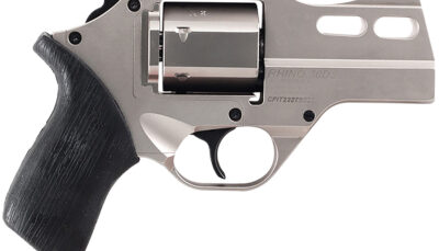 Chiappa Firearms 340290 Rhino 30DS Small Frame 357 Mag 6 Shot, 3" Nickel-Plated Steel Vent Rib Barrel & Cylinder, Nickel-Plated Aluminum Frame, Black Rubber Grip, Concealed Hammer
