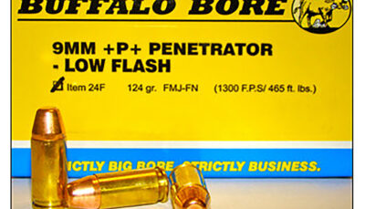 Buffalo Bore Ammunition 24F20 Penetrator Strictly Business 9mmLuger +P+ 124gr Full Metal Jacket Flat Nose 20 Per Box/12 Case