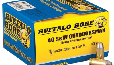 Buffalo Bore Ammunition 23F20 Outdoorsman Strictly Business 40S&W 200gr Hard Cast Flat Nose 20 Per Box/12 Case