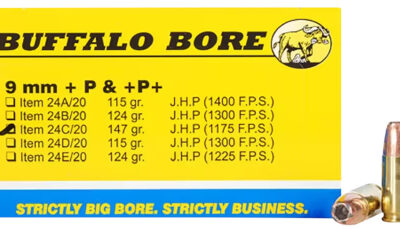 Buffalo Bore Ammunition 24C20 Personal Defense Strictly Business 9mmLuger +P+ 147gr Jacket Hollow Point 20 Per Box/12 Case