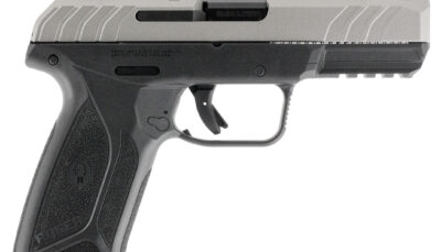 Ruger 3822 Security-9  Sports South Exclusive 9mm Luger 15+1 4" Blued Alloy Steel Barrel, Silver Cerakote Serrated Steel Slide, Black Polymer Frame w/Picatinny Rail, Black Polymer Grip, Right Hand