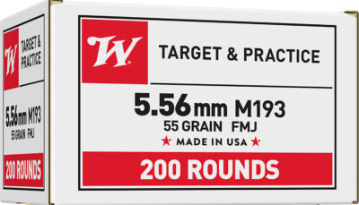 Winchester Ammo WM193200 USA M193 5.56x45mmNATO 55gr Full Metal Jacket 200 Per Bx/4 Case *Value Pack