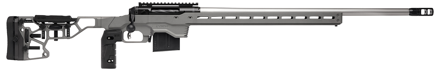 Savage Arms 57559 110 Elite Precision 300 Win Mag 5+1 30" Matte Stainless, Matte Black Rec, Gray Cerakote Adjustable MDT ACC Aluminum Chassis Stock (MB Not Included)