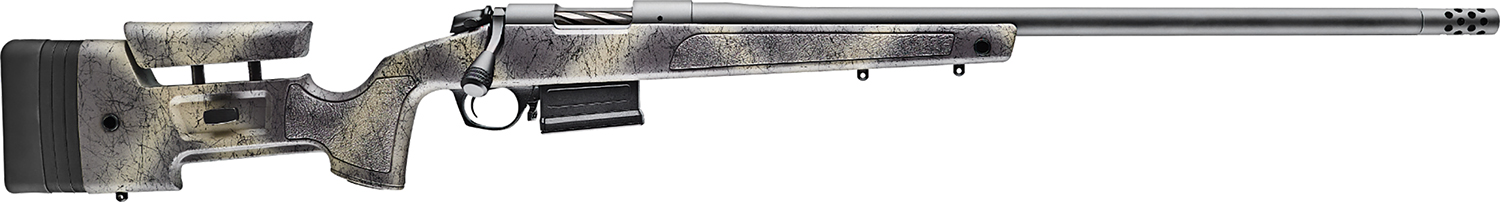 Bergara Rifles B14S382 B-14 Wilderness HMR 6.5 Creedmoor 5+1 24" Threaded, Sniper Gray Cerakote Barrel/Rec, Adj. SoftTouch Woodland Camo Stock with Mini-Chassis, Omni Muzzle Brake
