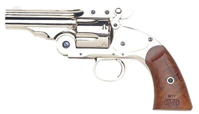 Taylors & Company 550675 Schofield Top Break 44-40 Win Caliber with 5" Barrel, 6rd Capacity Cylinder, Overall Nickel-Plated Finish Steel & Walnut Grip
