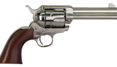 Cimarron PPP357N Pistolero  38 Special/357 Mag 6 Shot, 4.75" Nickel-Plated Steel Barrel, Cylinder & Frame, Wide Front Sight, Smooth Walnut Grip