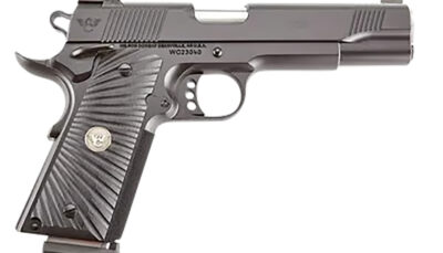Wilson Combat CQBFS9A CQB  Full Size Frame 9mm Luger 10+1 5" Match Grade Barrel, Black Serrated Carbon Steel Slide, Black Armor-Tuff Carbon Steel Frame w/Beavertail, Black G10 Starburst Grip