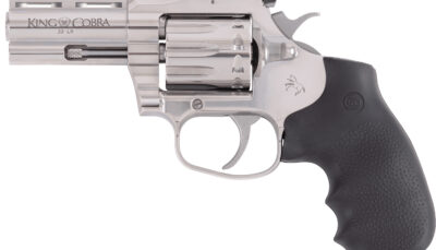 Colt Mfg KCOBRA22SP3RFO King Cobra  22 LR 10 Shot 3" Stainless Vent Rib Barrel, Stainless Cylinder & Frame, Black Rubber Grip
