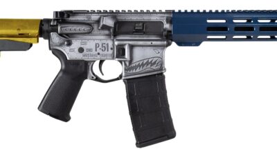 Shark Coast Tactical SCC07442P51-P P-51 Mustang 5.56 NATO 30+1 10.50" Black Nitride Threaded Barrel, Aluminum Receiver w/Picatinny Rail, M-LOK Handguard, Polymer SB Tactical SBA3 Brace, Magpul MOE Gri