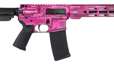 Shark Coast Tactical SCC06254APK-P Anime-15 Pink 5.56 NATO 30+1 10.50" Black Nitride Threaded Barrel, Pink Cerakote Aluminum Receiver w/Picatinny Rail, M-LOK Handguard, Polymer SB Tactical SBA3 Brace,