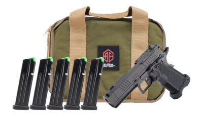 Alpha Foxtrot AA47X1QIG-XDBK20-PROM AF1911 Romulus Promo 9mm Luger 20+1 3.50" Black DLC Threaded Compensated Barrel, Black DLC Stainless Steel Optic Ready/Serrated Slide & Frame w/Beavertail & Picatin