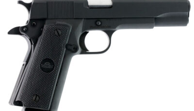 Rock Island 51453 GI Standard FSHC *CA Compliant 45 ACP Caliber with 5" Barrel, 10+1 Capacity, Overall Black Parkerized Finish Steel, Beavertail Frame, Serrated Slide & Black Rubber Grip