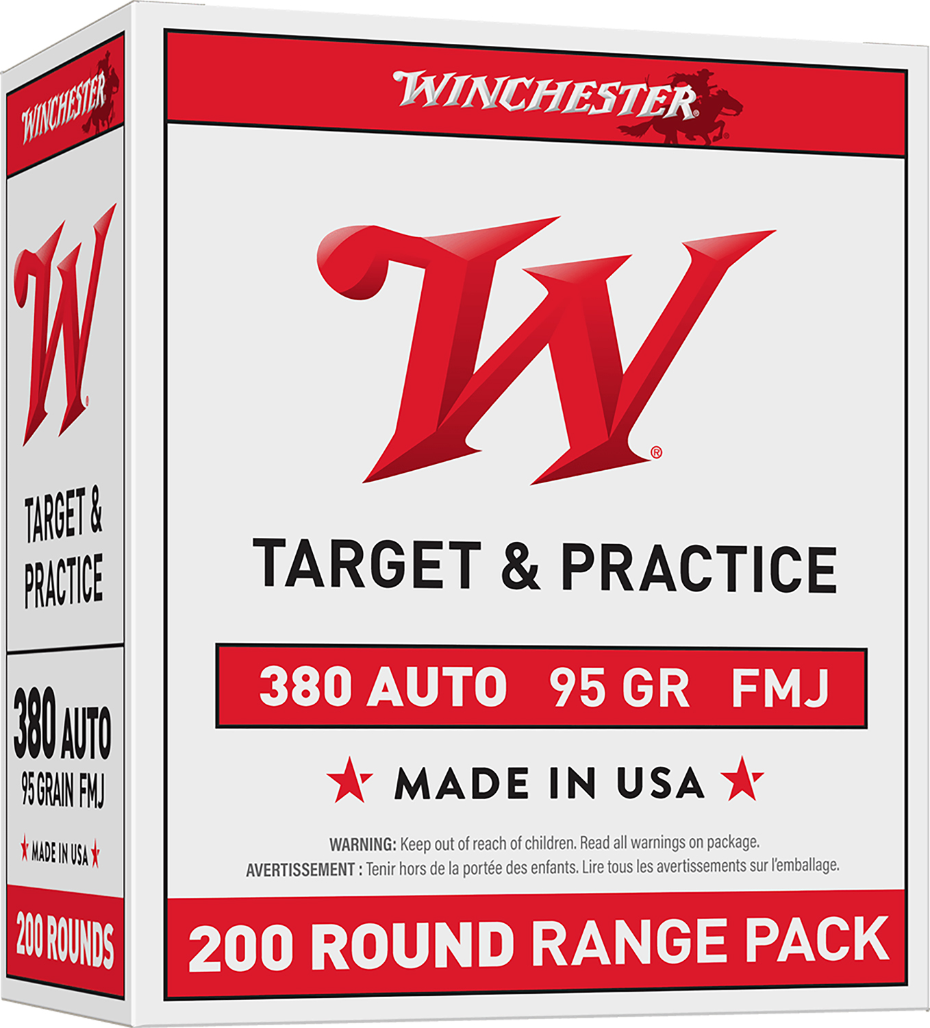 Winchester Ammo USA380W USA 380ACP 95gr Full Metal Jacket 200 Per Box/5 Case