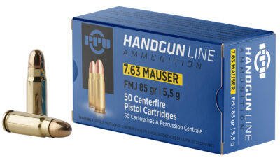 PPU PPH763 Handgun  7.63mmMauser 85gr Full Metal Jacket 50 Per Box/10 Case