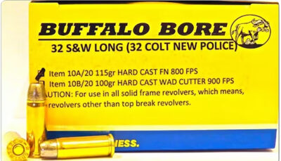 Buffalo Bore Ammunition 10A20 Personal Defense Strictly Business 32S&W Long 115gr Hard Cast Flat Nose 20 Per Box/12 Case
